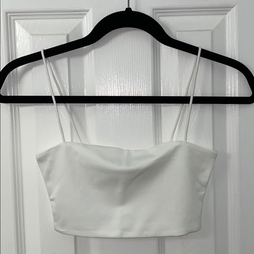 White Spaghetti Strap Crop Top